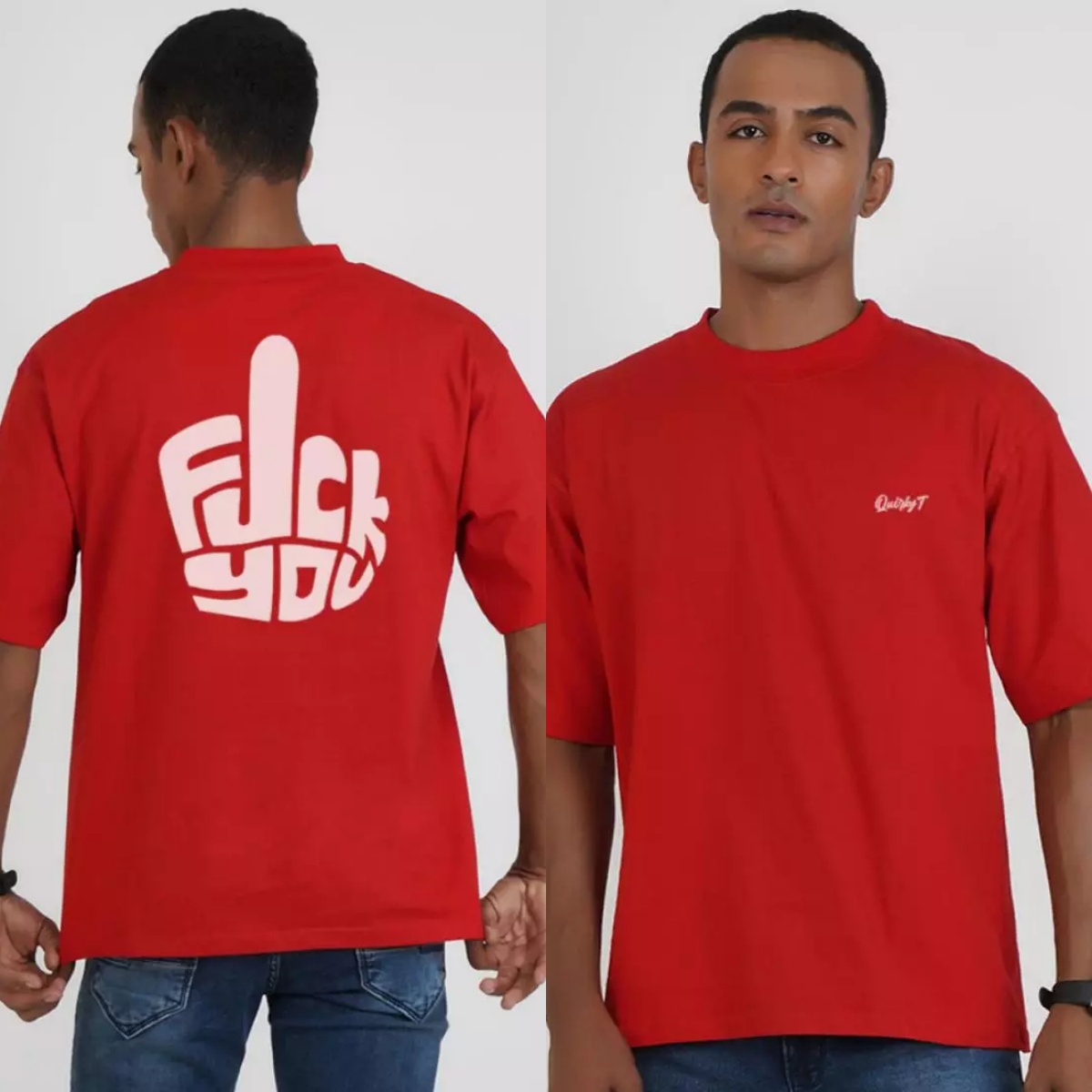 Streetwear Brand Red - T-Shirt 'Don't Care Red' con Humor