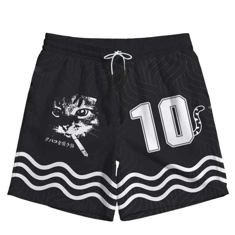 Streetwear Brand Cat - Pantaloncini da basket larghi da uomo